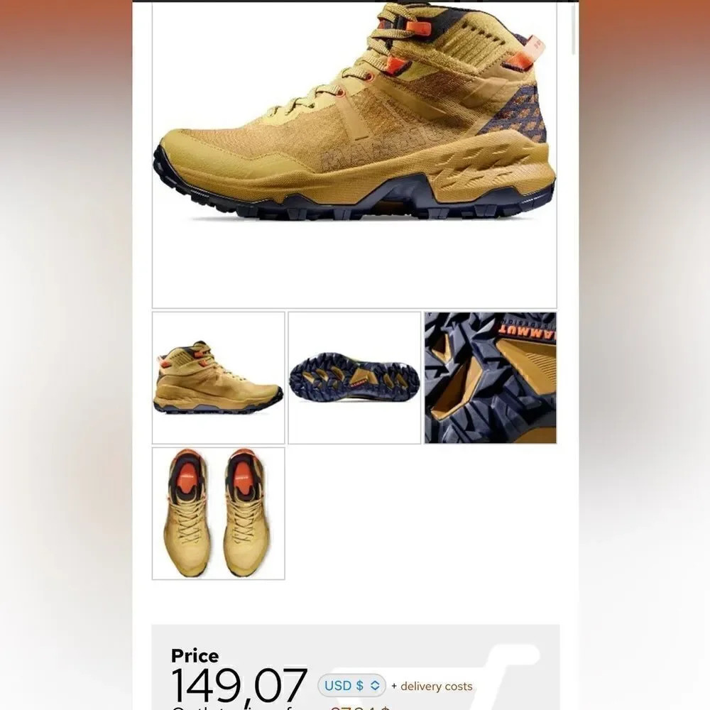 Mammut Yellow Hiking Shoes